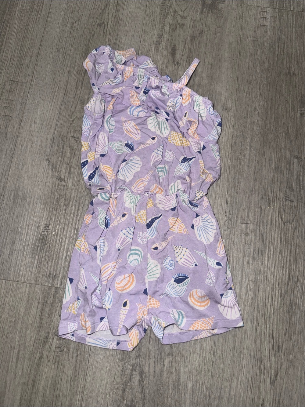Little Sleepies Lavender Shell-Print One-Piece Romper